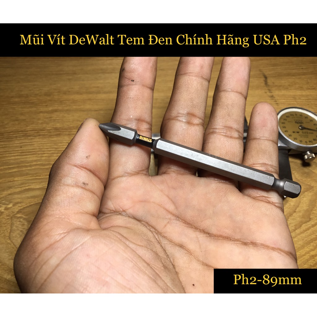 Mũi Vít Pake DeWalt Tem Đen Chính Hãng Ph2- 89mm Có Từ