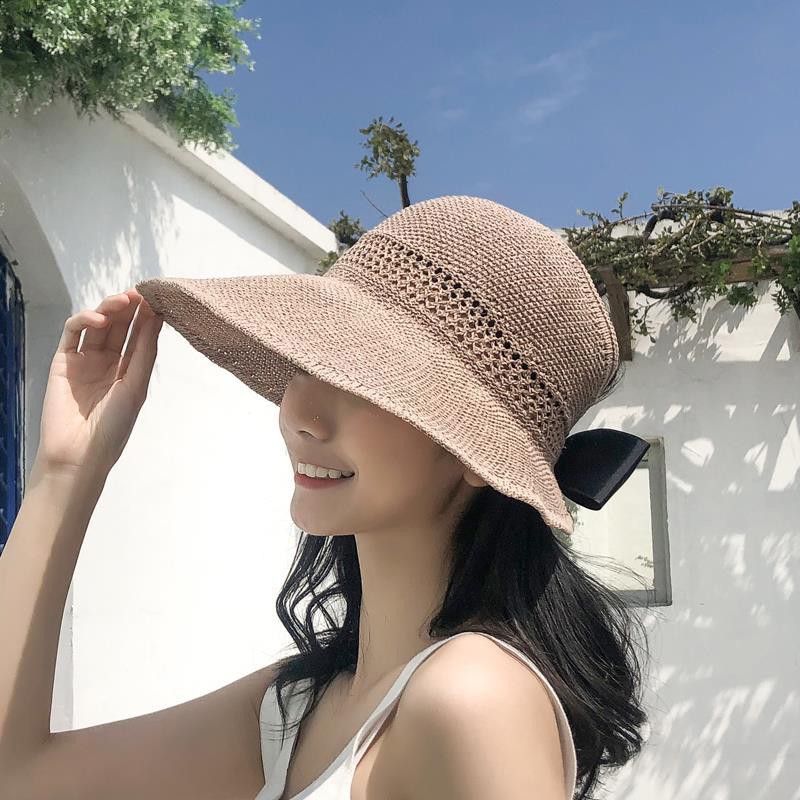 Mũ chống nắng nữ mùa hè, vành to Nhật Bản, ngư dân dã chiến phiên bản Hàn Quốc, nữ, rơm UV