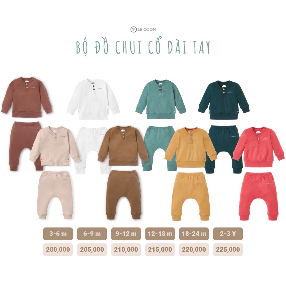 BỘ ĐỒ CHUI CỔ DÀI TAY CHO BÉ