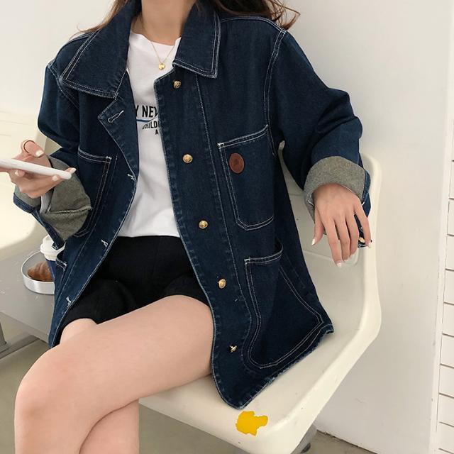IMAODOU Áo Khoác Jean Nữ Tay Dài Cá Tính Sành Điệu