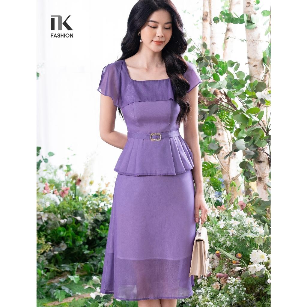 Set Đồ Công Sở Nữ NK Fashion Thiết Kế Áo Peplum Bèo Cổ Kết Hợp Chân Váy Dáng Xòe Nhẹ, Chất Vải Cao Cấp NKBD2203018