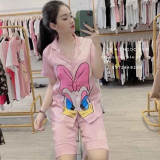 Bộ đồ lụa satin áo cộc quần ngố