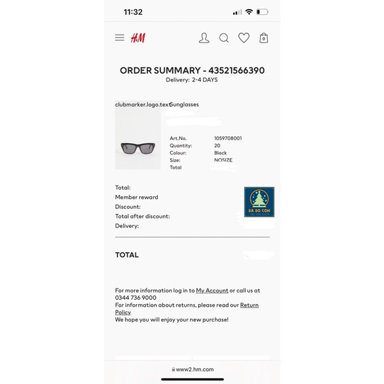 Kính HM US Tuyệt đẹp nam nữ đều đeo được, có bill và mail mua hàng tại web hãng