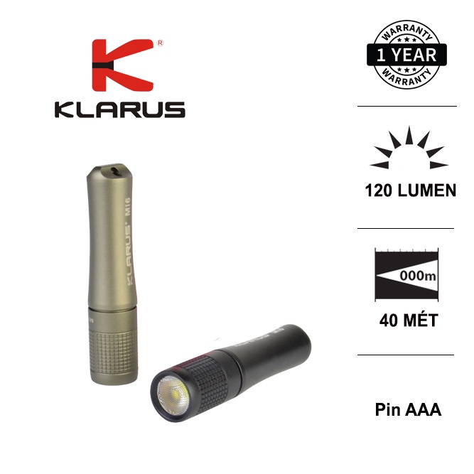 Đèn pin móc khóa mini KLARUS Mi6 sáng 120lm, chiếu xa 40m, dùng 1 pin AAA kèm theo công tắc xoay  Đèn &amp; Đèn pin