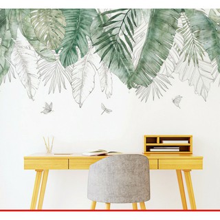 Decal Tranh Dán Tường Không Gian Xanh Lá Chuối Rũ A11