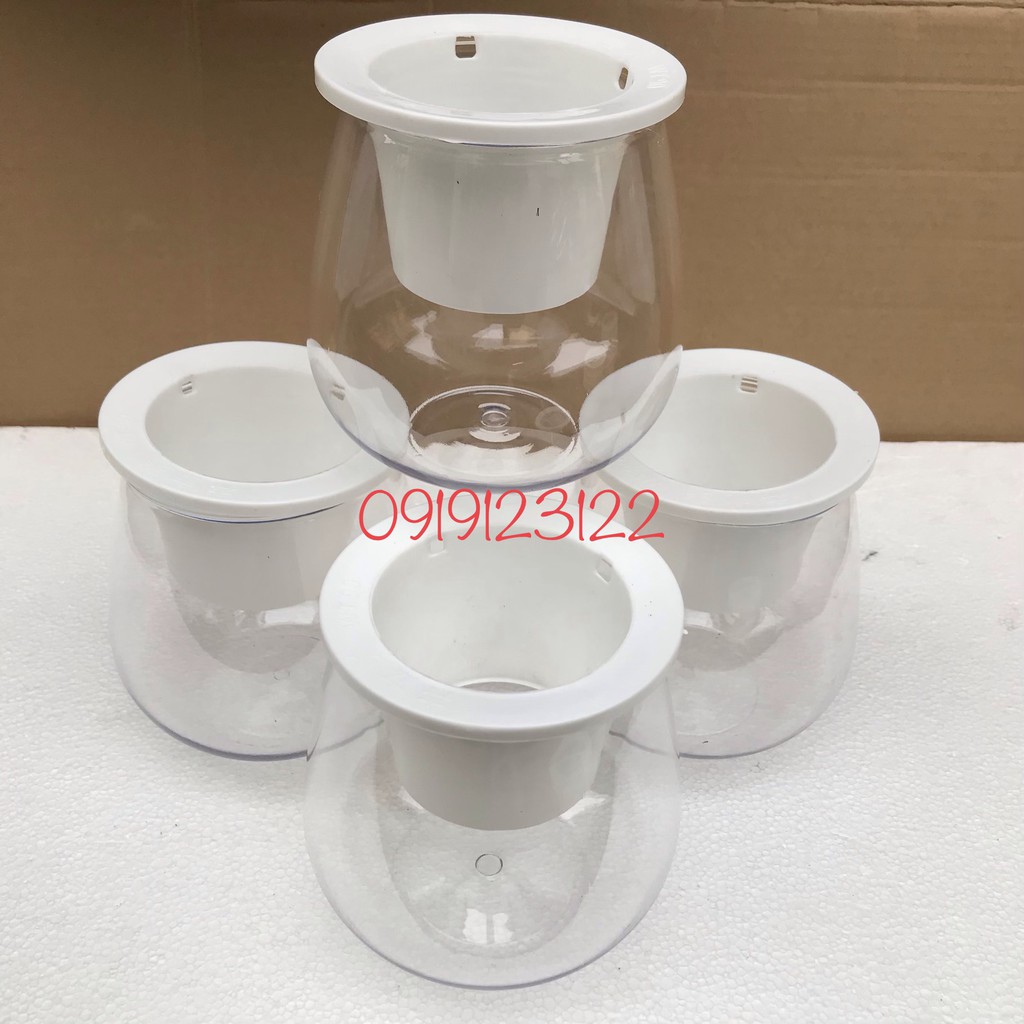 5 Bộ Chậu Nhựa Trồng Cây Trong Suốt Tự Tưới, Kích Thước 10x12x13Cm