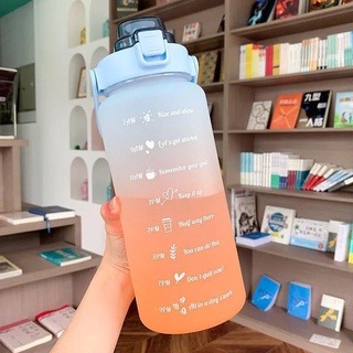 Bình đựng nước 2l dễ thương có vạch báo giờ uống nước thông minh