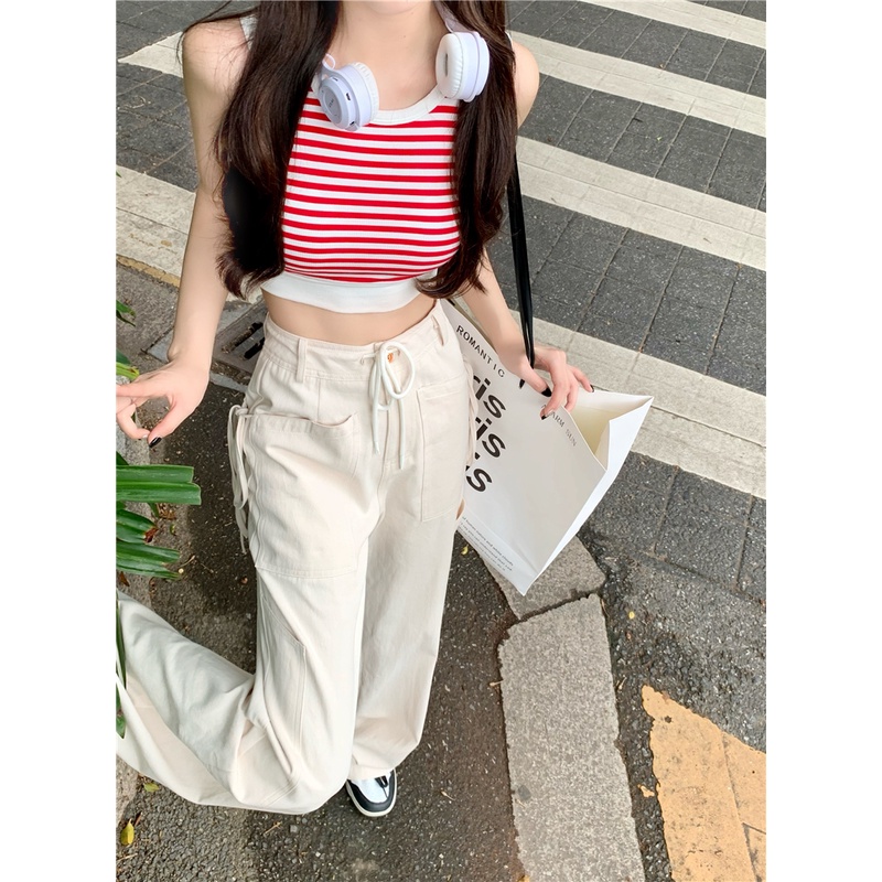 Quần Yếm Jean Dài Ống Rộng Phong Cách retro Thời Trang Cho Nữ