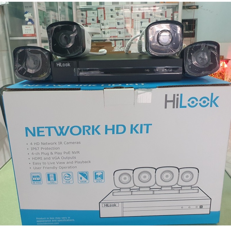 Bộ KIT POE camera IP HILOOK IK-4042BH-MH/P - Gồm 1 đầu thu 4 cổng Poe và 4 mắt thân - Hàng chính hãng