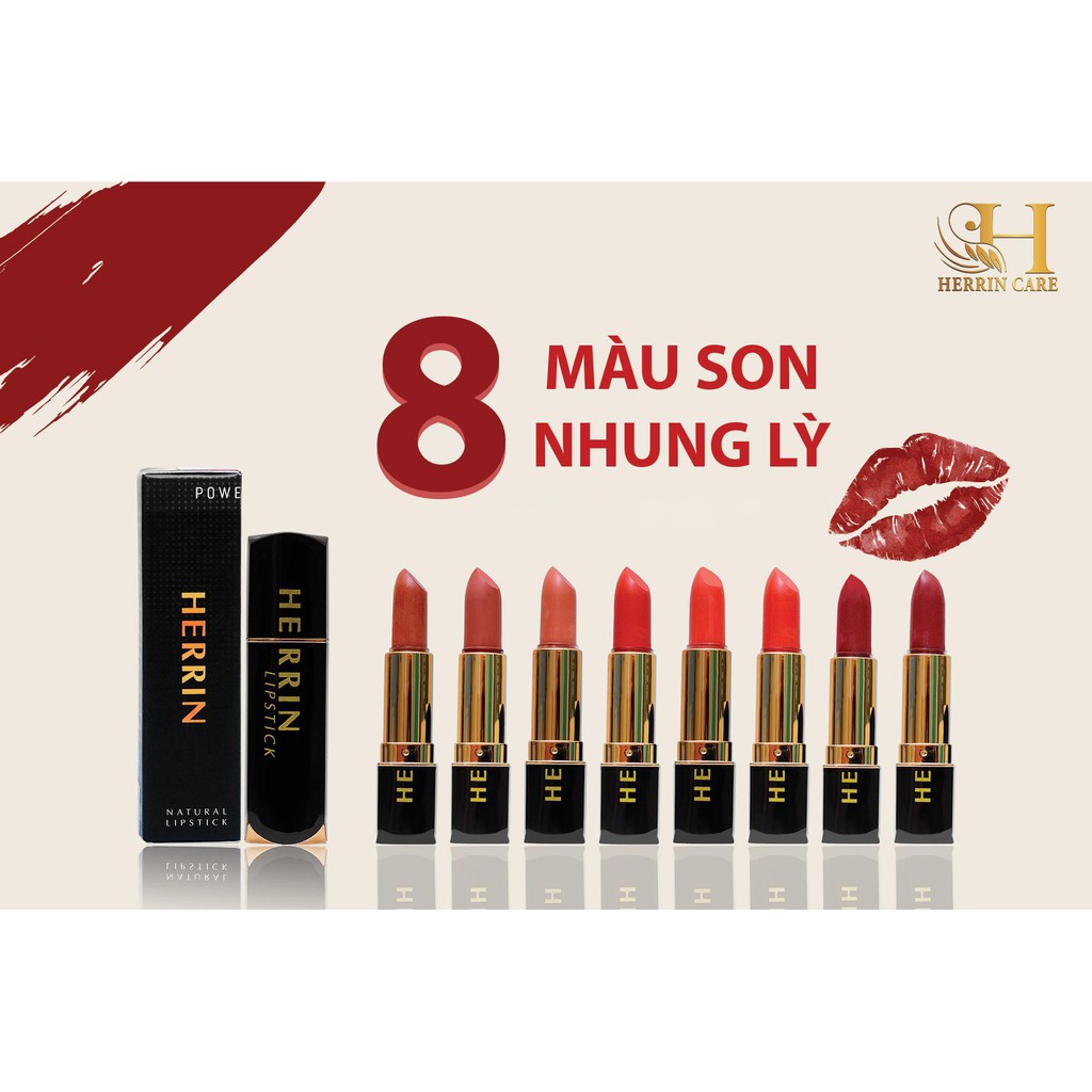 Son lì cao cấp Herrin Care Taupe đỏ cherry 34g ( Son Lì )