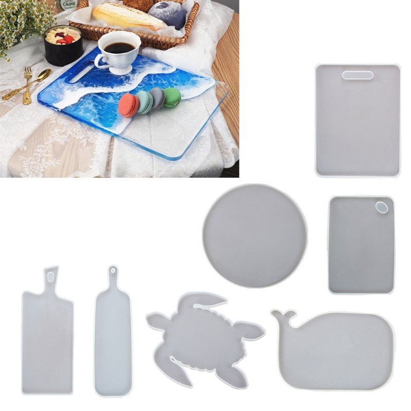 Khuôn Silicone Làm Khay Lót Ly Hình Tròn / Chữ Nhật Bằng Nhựa Resin Epoxy