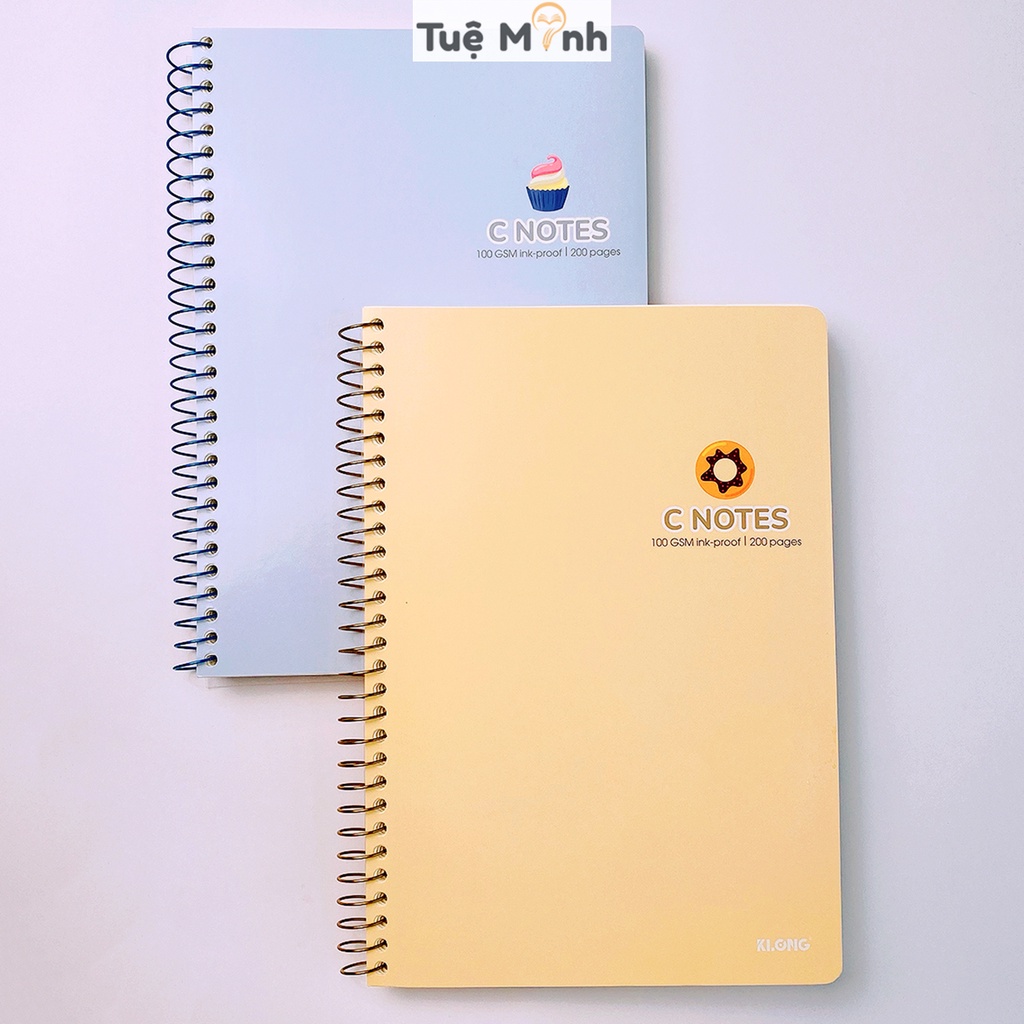 Vở note cornell B5 200 trang Klong MS 588 bìa nhựa lò xo đơn C Notes sổ Dot grid Ruột chấm và caro 6x6 mm