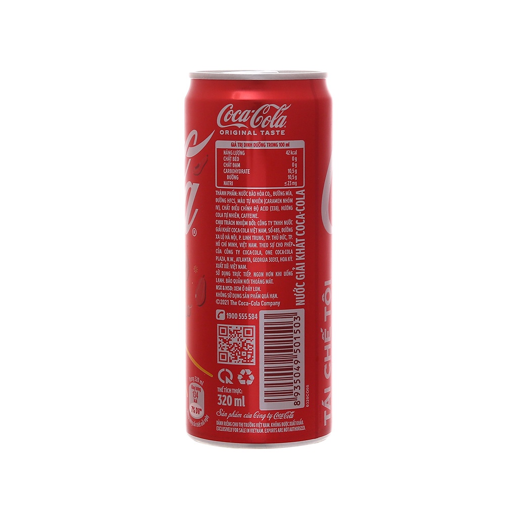 Thùng 24 lon nước ngọt Coca Cola 320ml