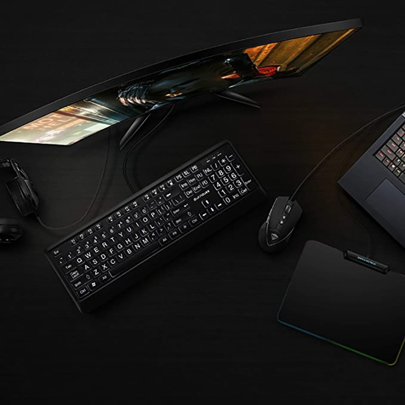 Bàn Phím Cỡ Lớn 104 Phím Có Đèn LED Nền Đầy Đủ Cho Máy Tính