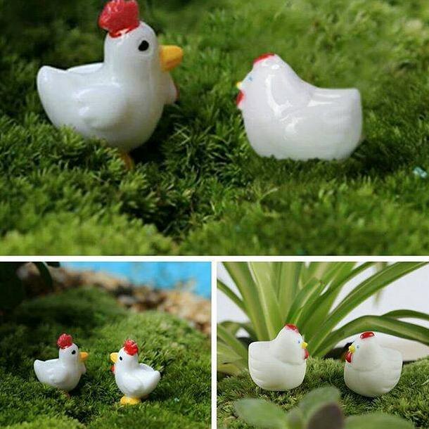 Mô Hình Trang Trí Hình Cặp Đôi Gà Con Cho Vườn Nhà Thu Nhỏ diorama wimp11