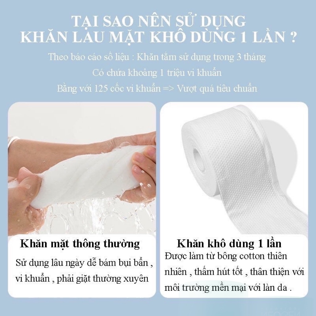 Khăn Mặt Khô Đa Năng Dùng 1 Lần Animerry Lau Khô, Lau Ướt - 100% bông tự nhiên