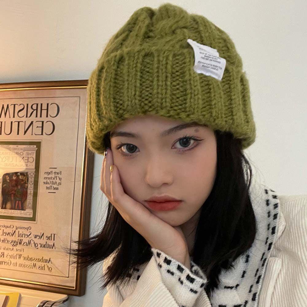 Mxgoods Mũ Beanie Dệt Kim Màu Trơn In Chữ Đơn Giản Thời Trang Mùa Đông Cho Nữ