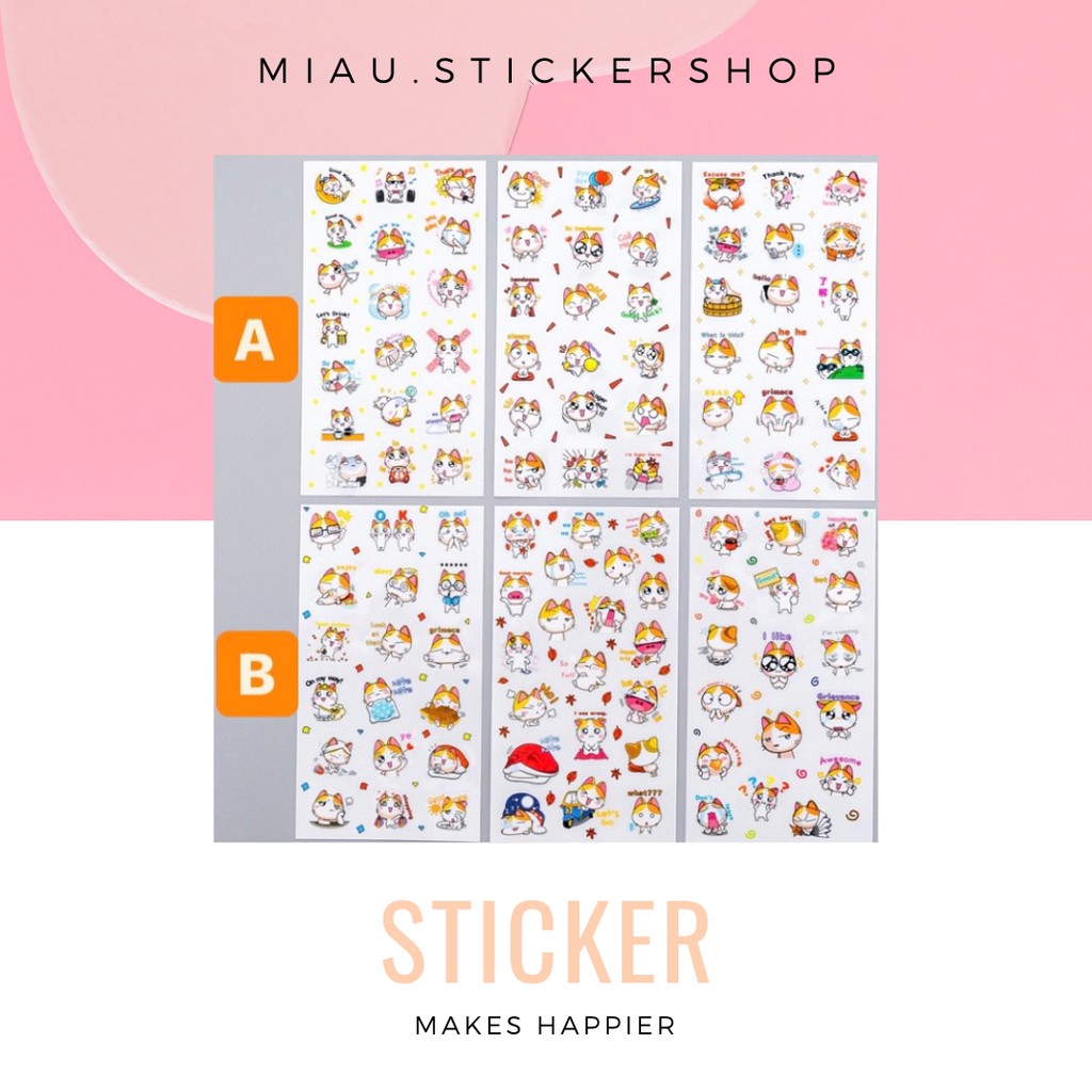 SET 4 STICKER MÈO HOẠT HÌNH DỄ THƯƠNG