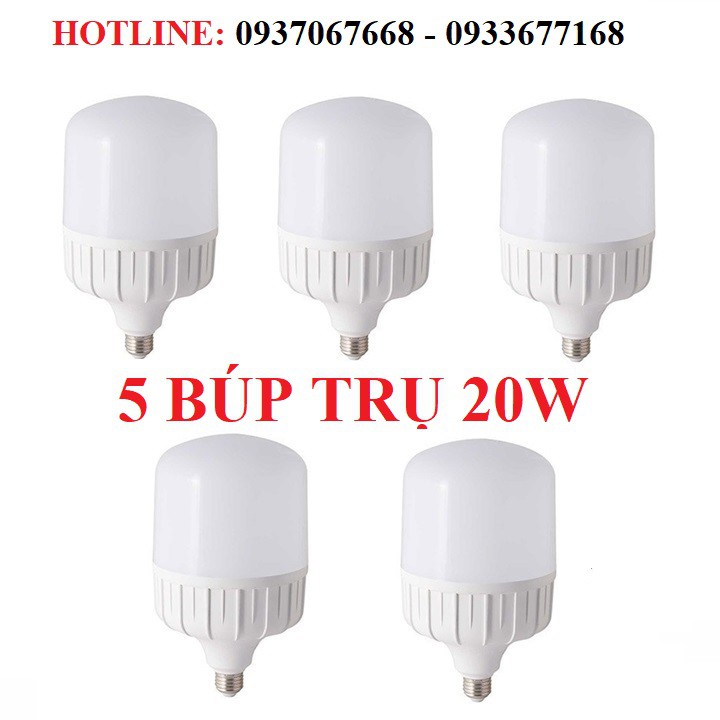 BỘ 5 ĐÈN LED BÚP 20W  CAO CẤP TIẾT KIỆM ĐIỆN