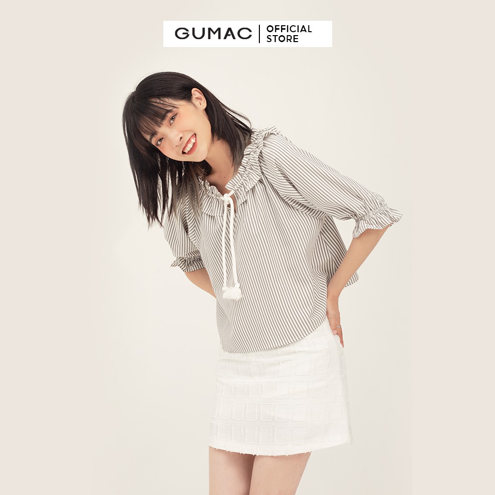 [Mã WABRGU100 giảm 15% đơn 249K tối đa 100k] Áo kiểu nữ cổ bèo GUMAC dành cho teen, thiết kế tiểu thư AB3117 | BigBuy360 - bigbuy360.vn
