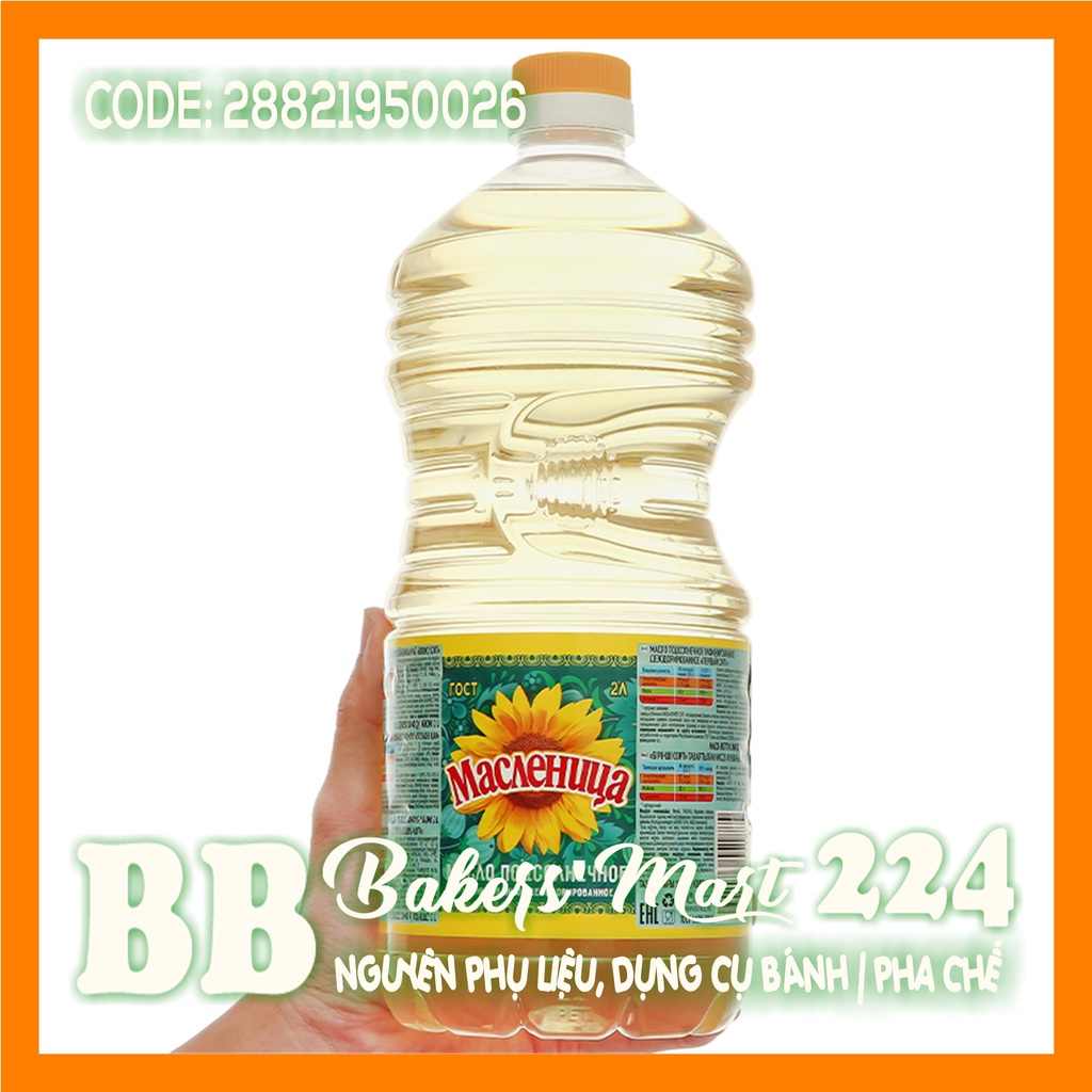 Dầu ăn Hướng Dương tinh luyện MASLENITSA - Chai 2 LÍT