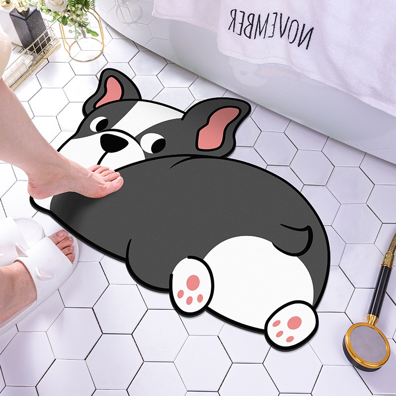 Thảm Chùi Chân Silicon Trải Sàn, Hình Thú Cắt 5D, Mặt Đế Cao Su Chống Trơn Trượt Cao Cấp 40*60cm Huyna Mart T22