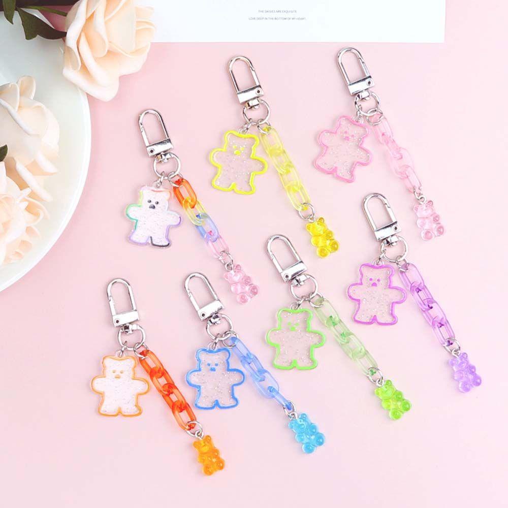 PATRICIA Móc Khóa Thiết Kế Đáng Yêu ​ Phụ Kiện Trang Sức Hình Gấu Hoạt Hình Bằng Acrylic Sáng Tạo