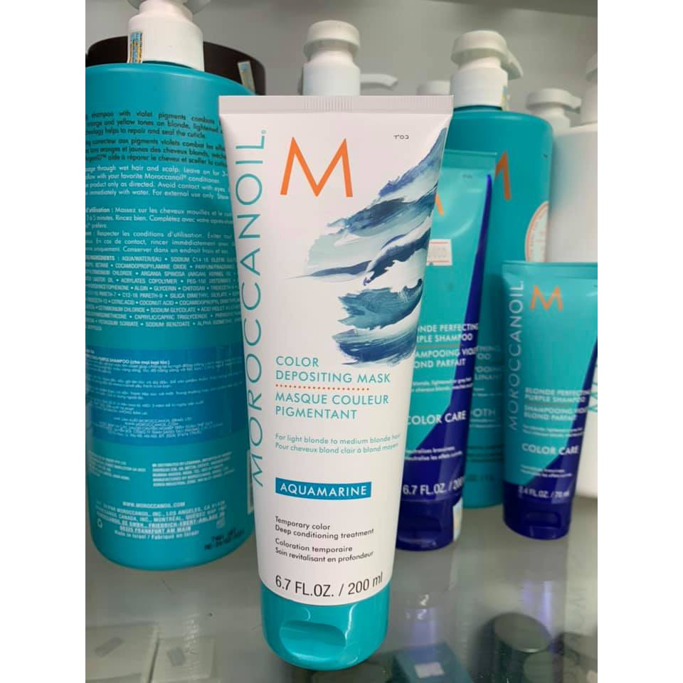 [ MOROCCANOIL ] TẶNG MŨ Ủ TÓC -  HẤP GIỮ MÀU XANH NƯỚC BIỂN MOROCCANOIL AQUAMARINE 30 - 200ML CHÍNH HÃNG