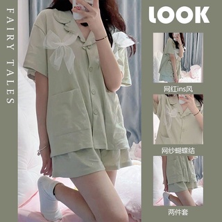 Bộ ngủ pijama nơ cộc tay