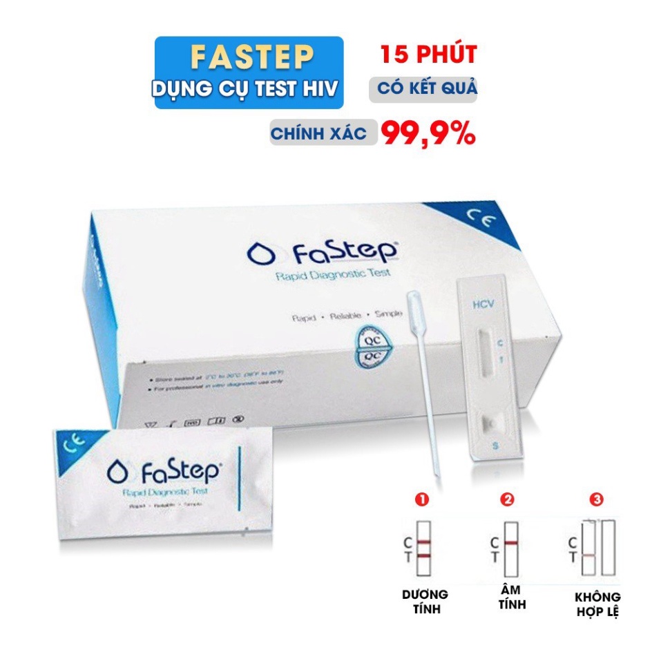 Bộ Que Test HIV FasTep [Mỹ] Test HIV Nhanh cho kết quả chính xác 99,9% - Nên Xét Nghiệm 2 Bộ/Lần Để Tránh Sai Xót.