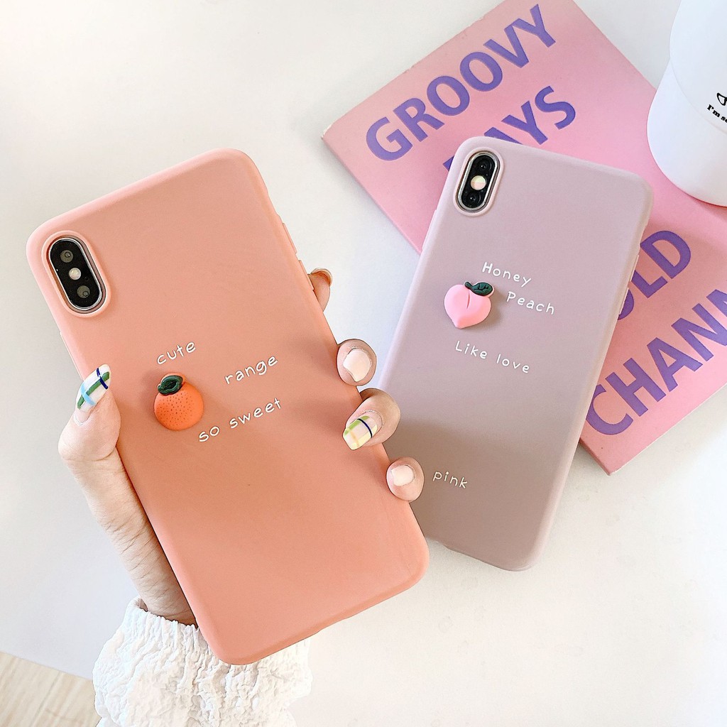 ỐP LƯNG 7/7Plus/6/6S/6S PLUS/6 PLUS/8/8PLUS/X/XS MAX/IP11 dẻo màu đính hoa quả 3d #37