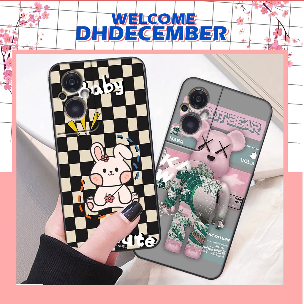 Ốp lưng Oppo RENO 8Z 5G - BẢO VỆ CAMERA in hình 3D GẤU HỒNG-GẤU BE3R -XINH XẺO CỰC ĐẸP