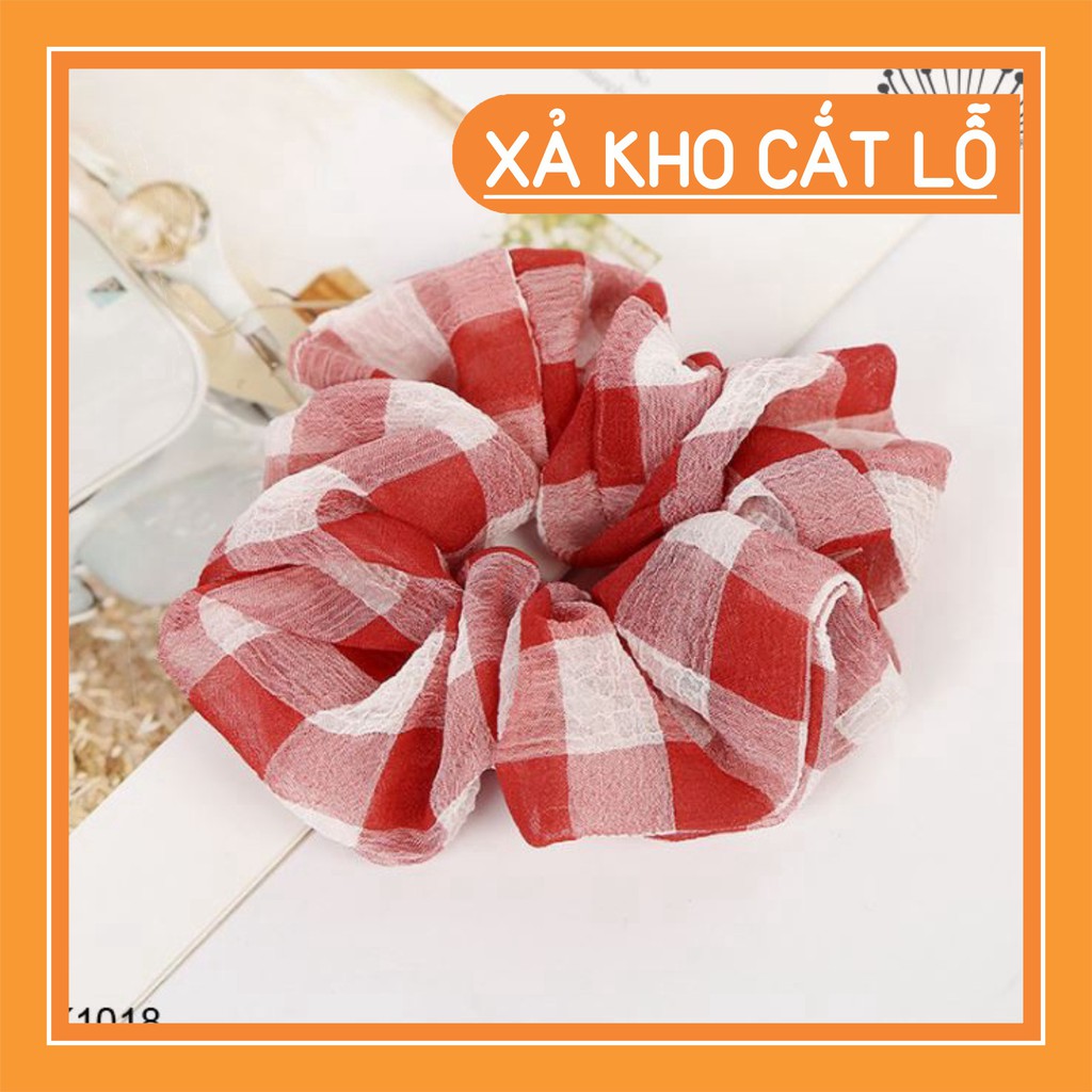 Shop2002  Cột tóc, buộc tóc vải scrunchies sọc caro HOT TREND Orin K1015 K1016 K1017 K1018 K1019 K10