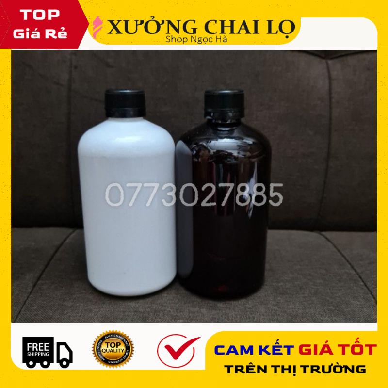 Chai Chiết Mĩ Phẩm ❤ GIÁ RẺ NHẤT ❤ Chai nhựa pet 500ml lùn nắp vặn đen chiết mỹ phẩm , phụ kiện du lịch