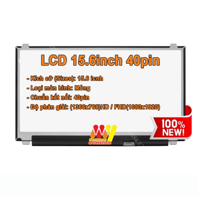 Màn hình laptop 15.6inch Led Mỏng SLIM 40 Chân(40 PIN) - Thay thế cho laptop HP/ Dell/Sony/Acer/Asus. Bảo hành toàn quốc