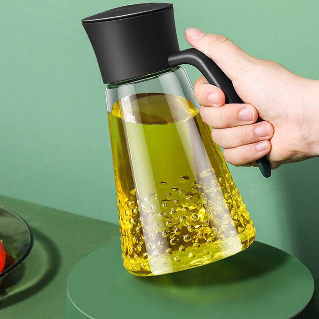 [ff86]Handheld Oil Dispenser Automatic Open Bottle with Handle Drip-Free Container Cruet Salad Dressing Pot Kitchen