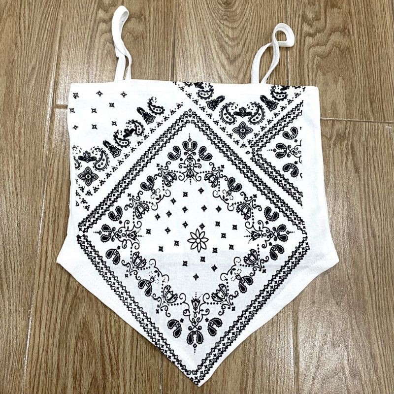 [Ảnh Thật Sau] Áo hai dây khăn yếm bandana 2 màu Đen, Trắng summer 2021, chất bozip cotton