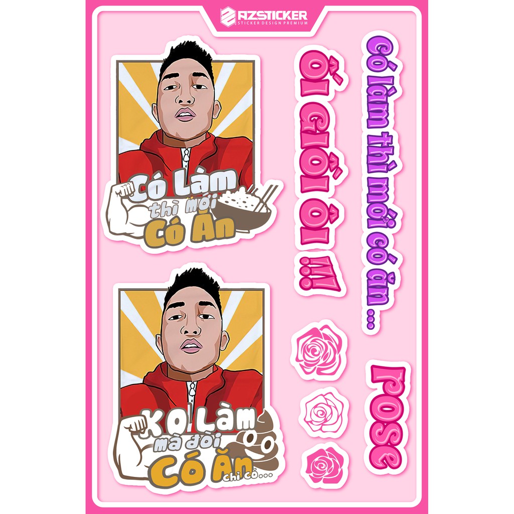 Sticker Huấn Hoa Hông Set 5 Hình Azsticker - Hình Dán Huấn Rose Dán Máy Tính , Sticker Dán Điện Thoại