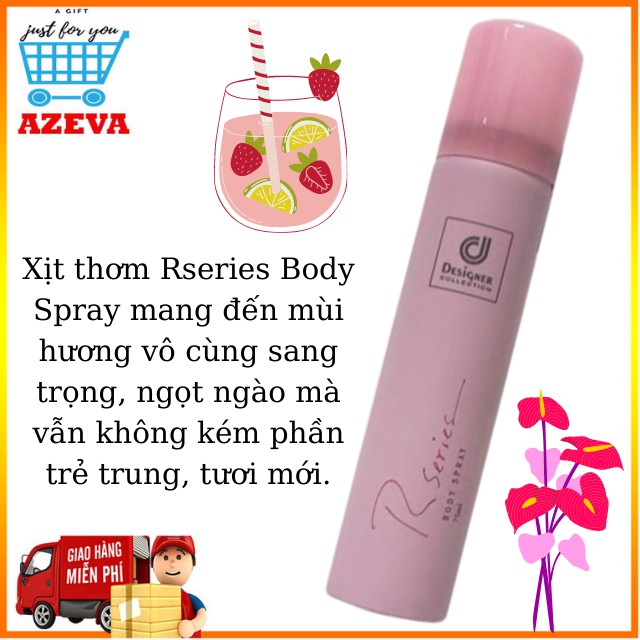 Xịt thơm Body Rseries Body Spray 75ml, xịt thơm toàn thân - Azeva