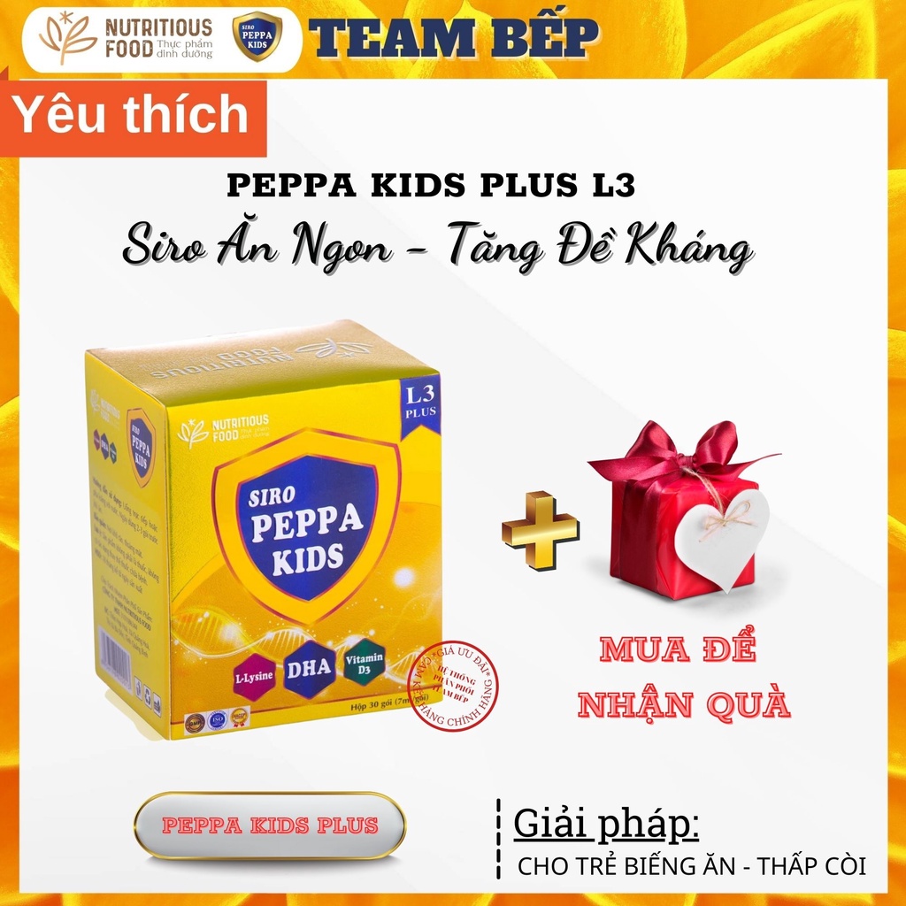 Siro ăn ngon Peppa Kids Plus L3 tăng sức đề kháng bổ sung Vitamin cho bé biếng ăn