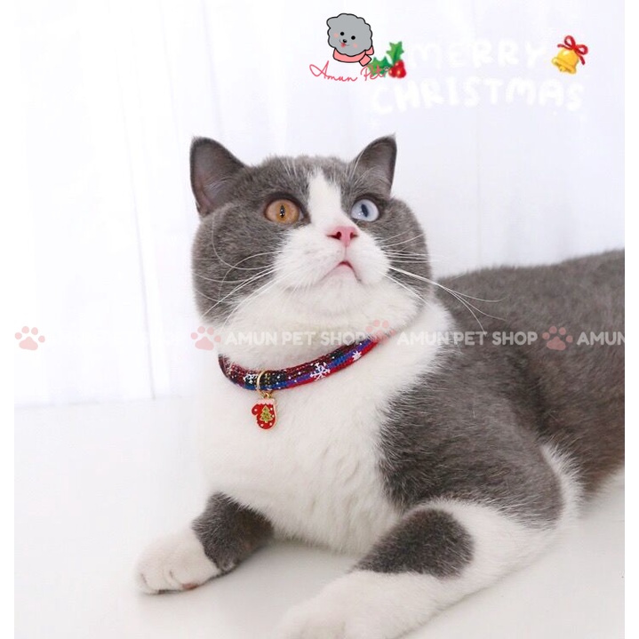 Vòng Cổ Chó Mèo, Thú Cưng Hoạ Tiết Giáng Sinh Noel Cao Cấp Siêu Cute - Vòng Cổ Noel Cho Thú Cưng Amun Pet