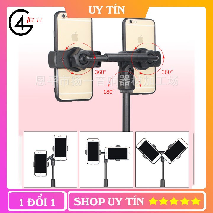 [2D] Giá đỡ điện thoại quay tiktok, livestream, chụp ảnh 2 đầu xoay tiện lợi xoay 360 độ