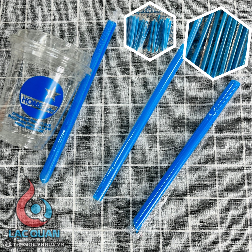 5kg ống hút bọc màng màu xanh dương, ống hút trà sữa phi 12 và ống hút đá xay phi 8 cao cấp bọc màng nilon từng ống