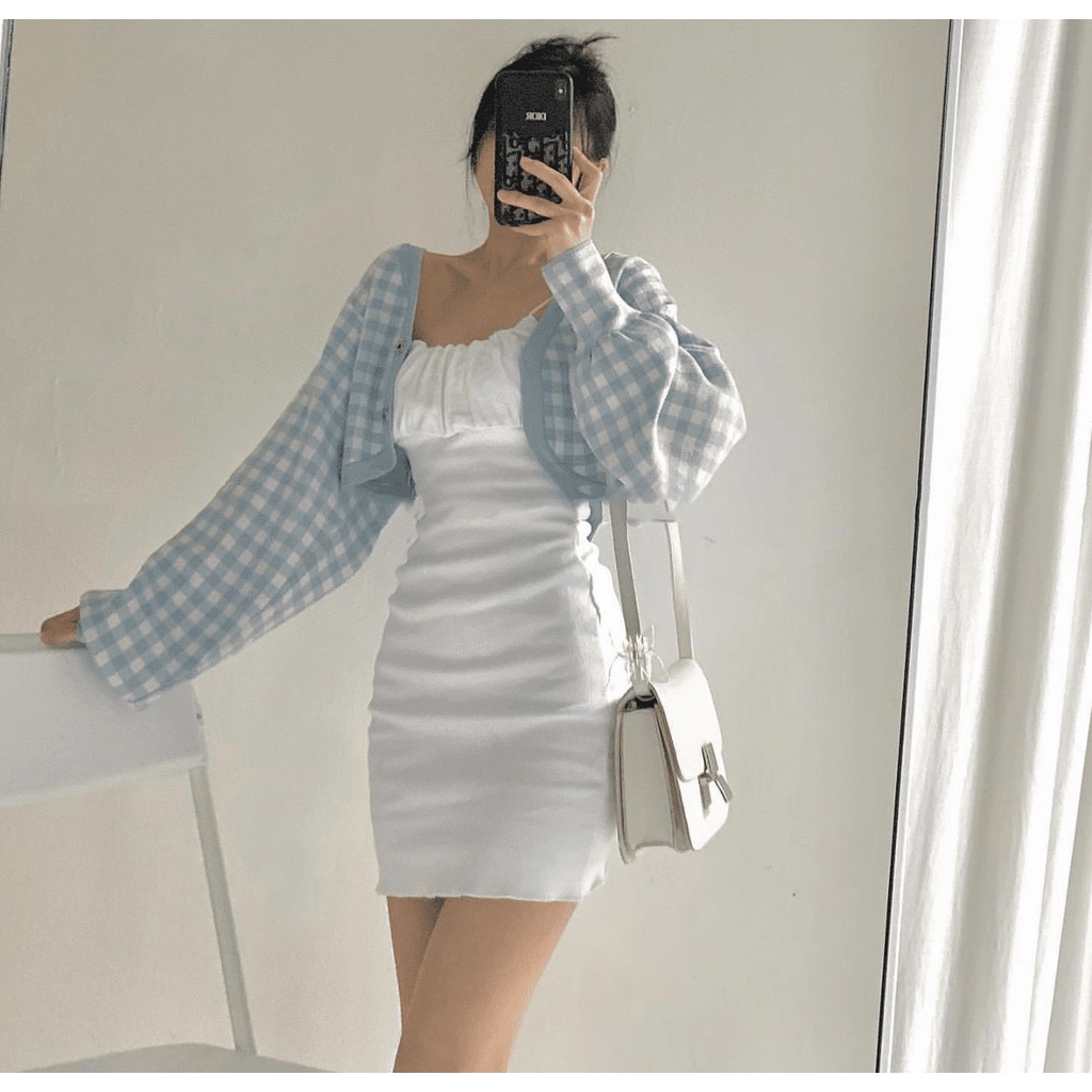 Set đầm dây áo khoác cánh dơi (kèm ảnh thật)
