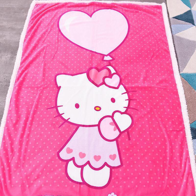 Chăn lông cừu cho bé hình Hello Kitty