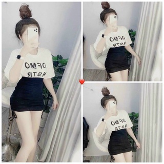 Set áo chân váy DFMO chân váy dây rút áo thun