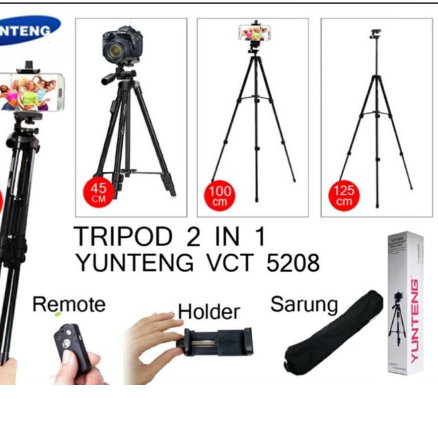 Chân Tripod Yunteng Vct-5208 Điều Khiển Bluetooth Cho Máy Ảnh Dslr / Điện Thoại
