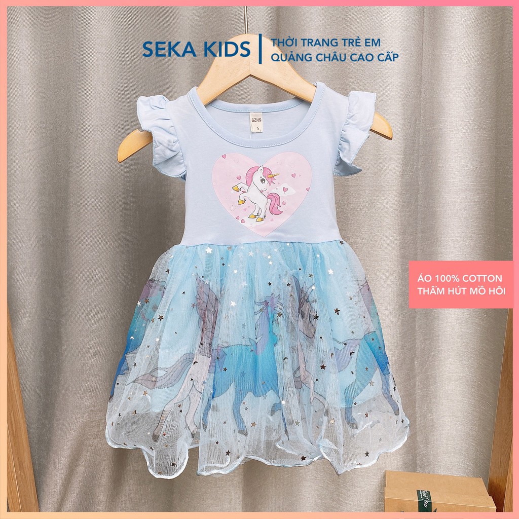 Váy trẻ em đẹp đầm ngựa Pony công chúa Elsa cho bé gái cotton voan xòe mùa hè in họa tiết 3D - SEKA KIDS 2104.04 CS123