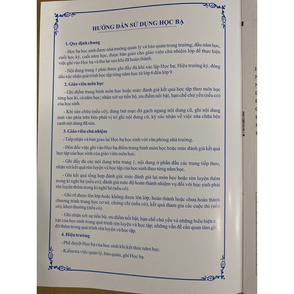 Học Bạ Trung Học Cơ Sở