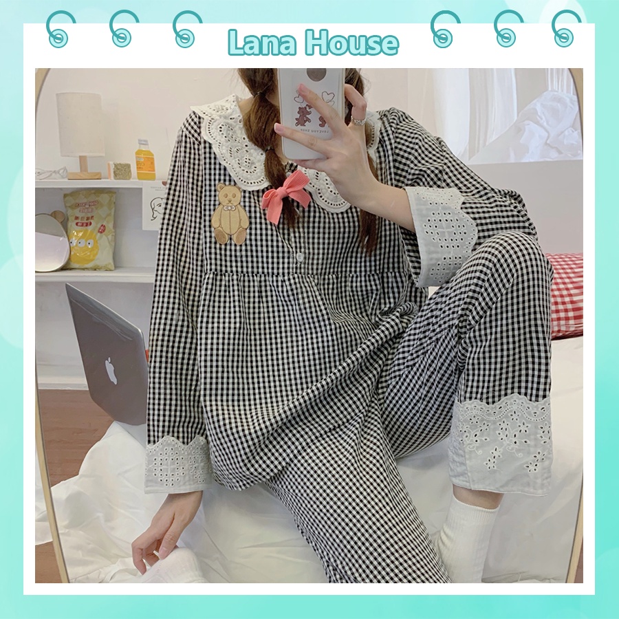 Đồ ngủ nữ pijama cao cấp tay dài quần dài big size dễ thương mặc nhà chất thô hàn mềm mịn PJMDAII03